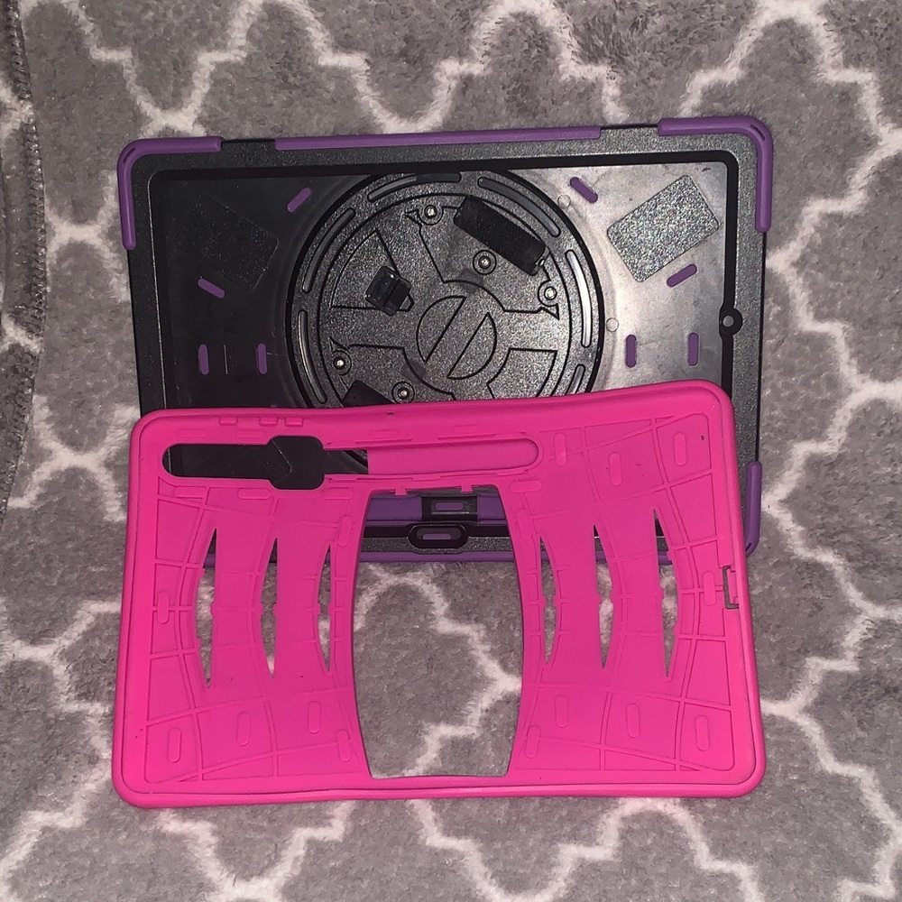 Pink and Black Tablet Case with Stand